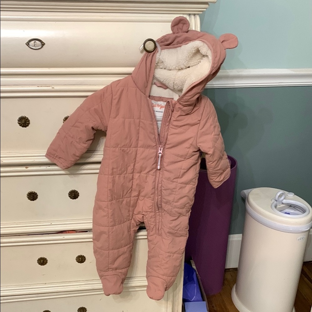 Cat & Jack Pink Quilted Footies with Bear Ears